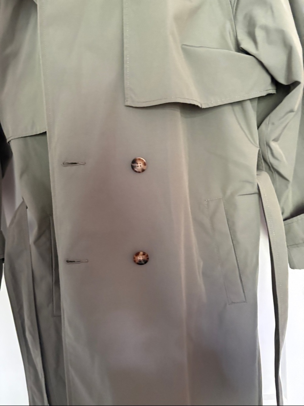 Abercrombie & Fitch Olive-Green Double-Breasted Trench Coat with Belt - Picture 6 of 8